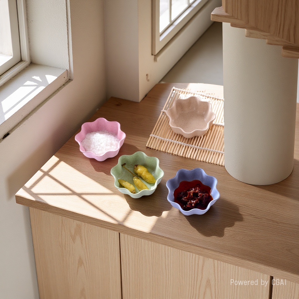 家用厨房小麦秸秆调味碟创意塑料圆形咸菜小碟子餐具蘸料小吃碟