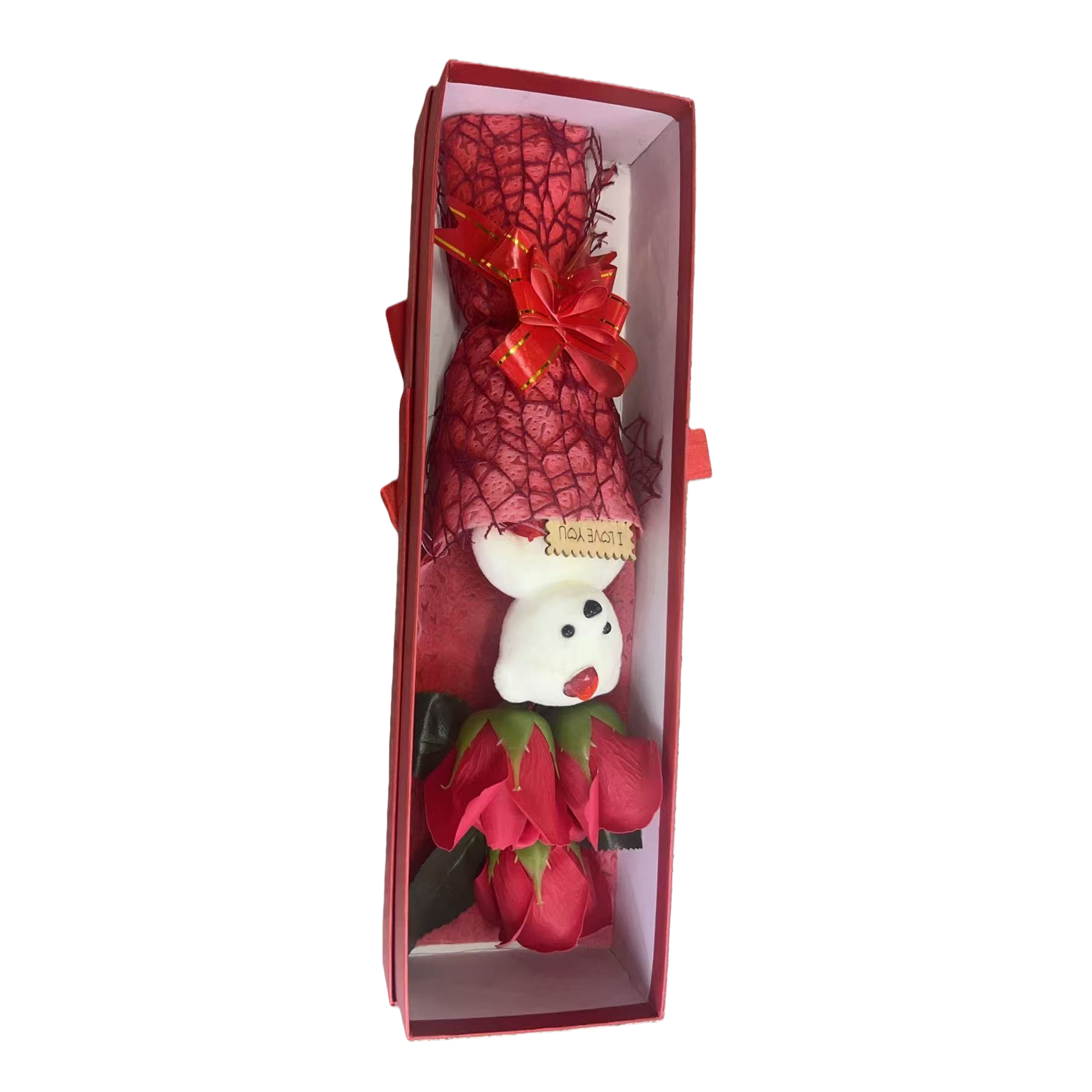 صندوق الهدايا الأحمر، باقة الورود، علبة هدايا اليد Item Picture