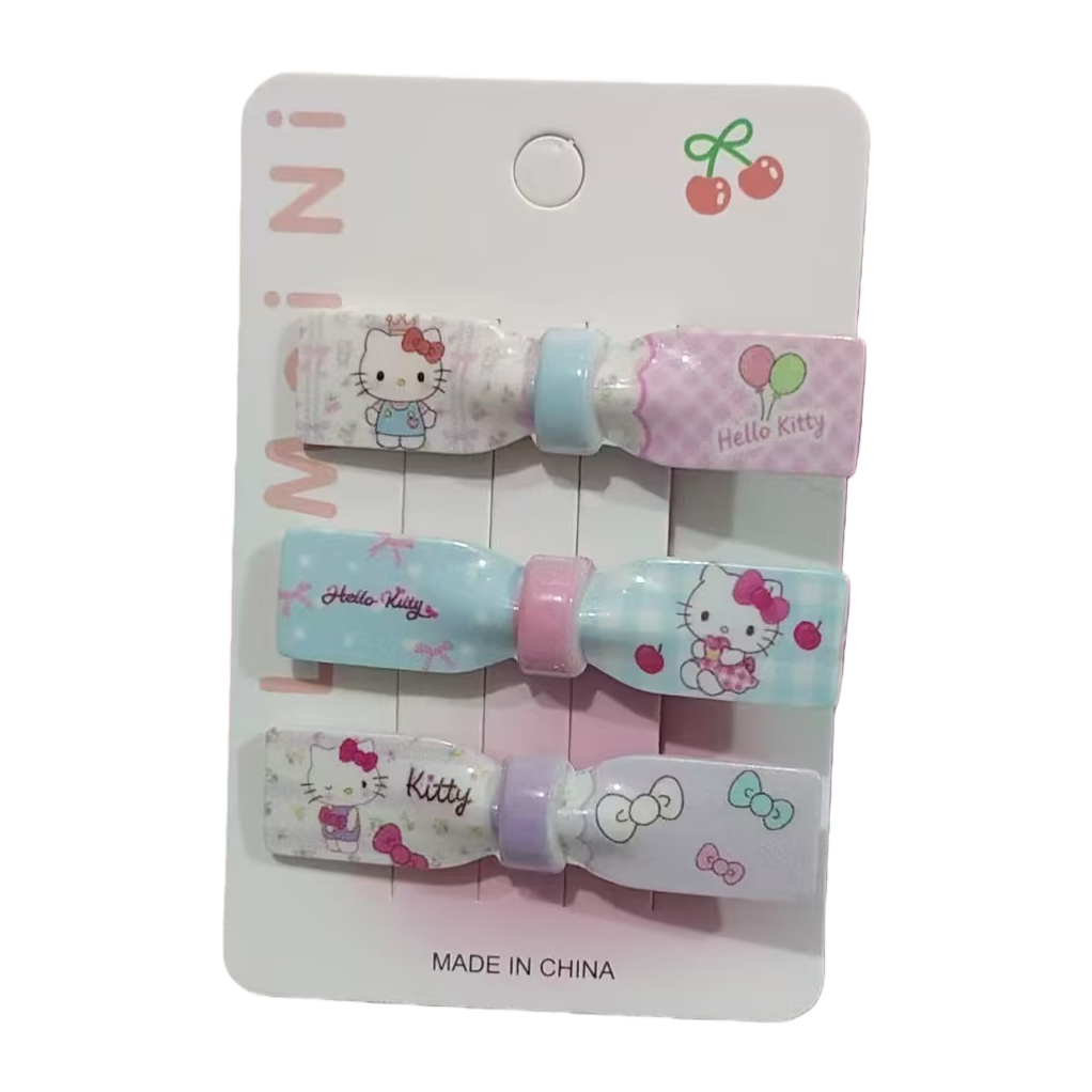Cute checkered cat hair clips, women's side bangs clips, children's duckbill clips, cartoon sweet hair clips and headwear Item Picture