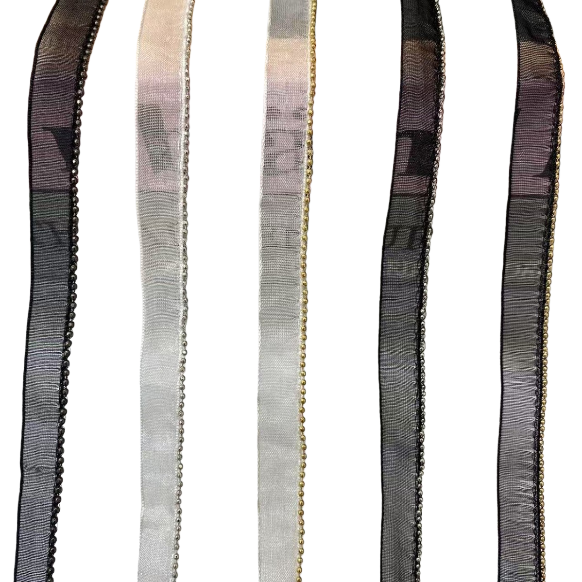 1.5 beads of mesh, metal chain, small chanel-style lace trim, wavy decorative elastic accessory at the neckline