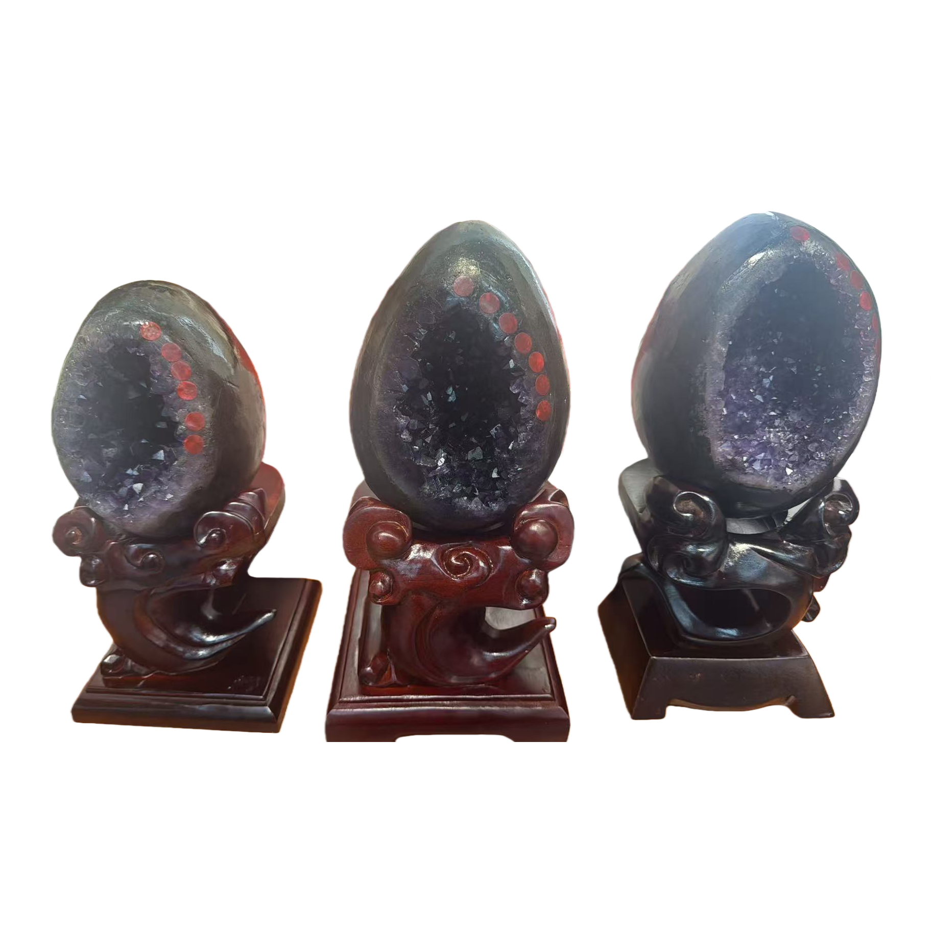 Dinosaur egg amethyst cave ornaments, natural crystal rough stone accessories, natural crystal handicrafts Item Picture