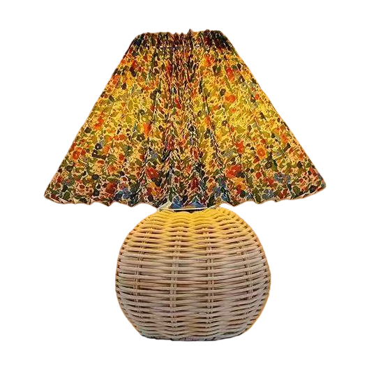 Household lighting lamp, country-style rattan base, small household table lamp Item Picture