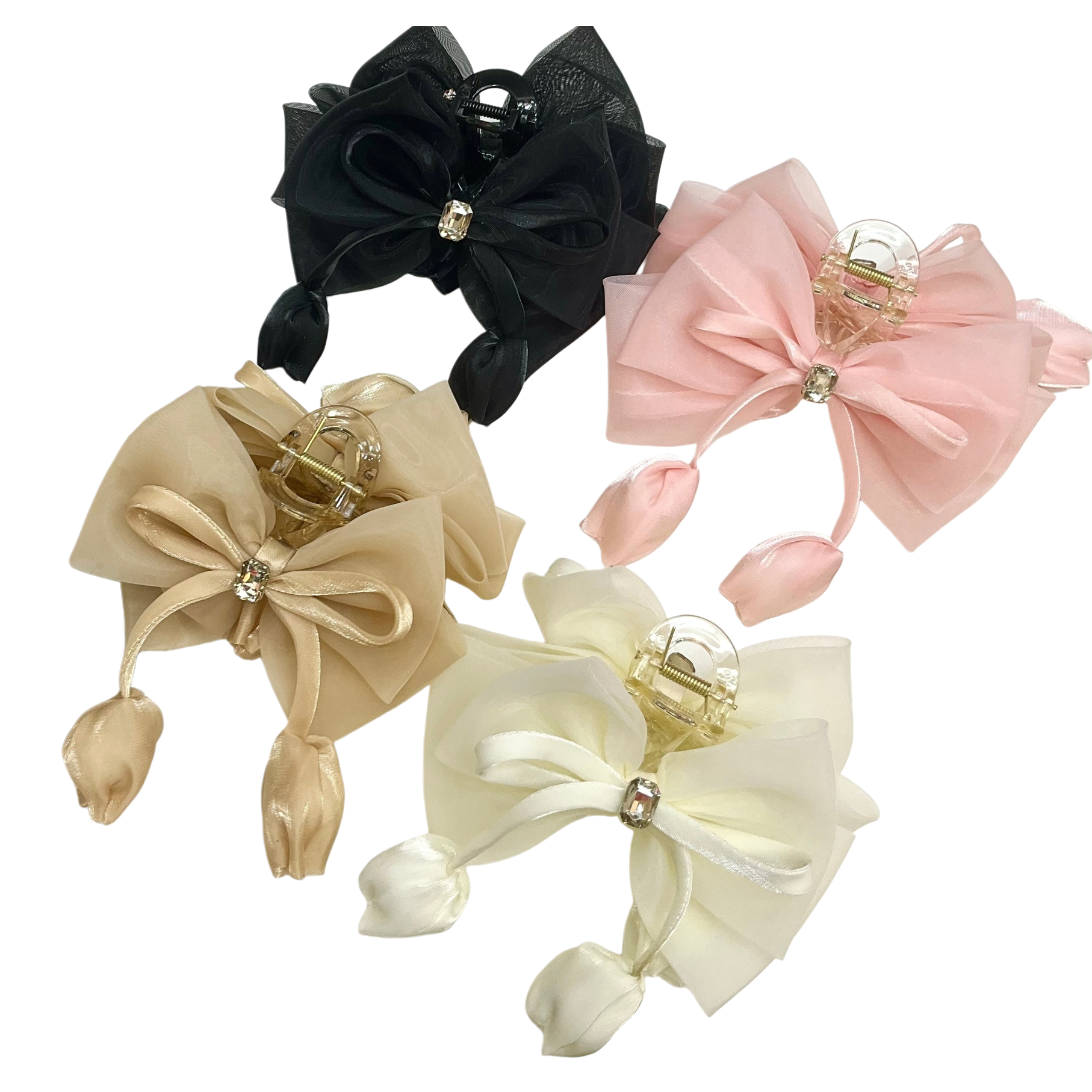 Exquisite and versatile bow ponytail clip, French elegance, half hair clip at the back of the head, Korean-style high-end grabber accessory Item Picture