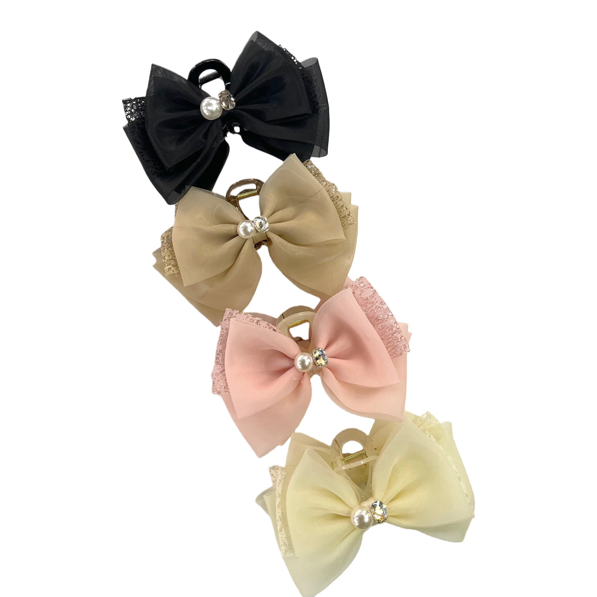 Super fairy mesh bow clip for women 2026 new style, exquisite water diamond style hair clip at the back of the head, shark clip for summer Item Picture
