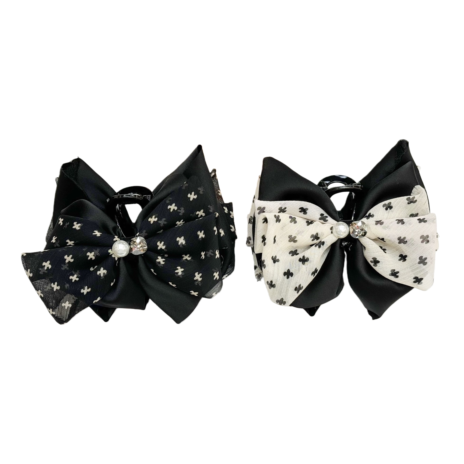 2026 New style mesh bow clip, sweet and cute hair clip, a niche shark clip hair accessory at the back of a woman's head Item Picture