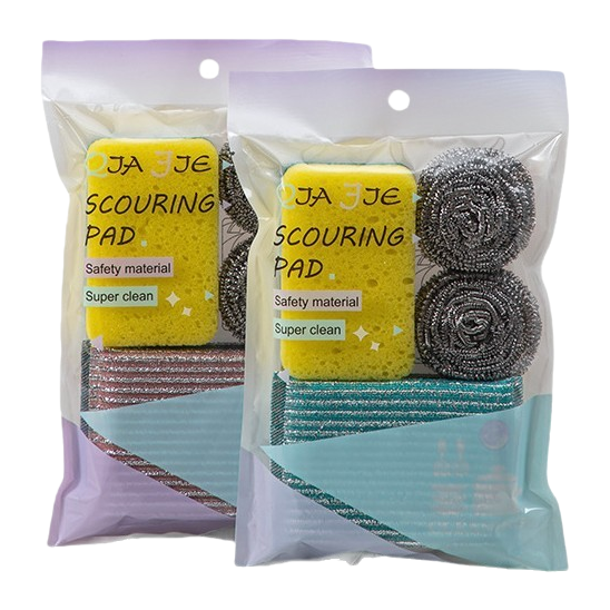 Stainless steel wire ball cleaning brush, three-in-one cup brush set, kitchen cleaning supplies, hard bristle brush and sponge brush combination Item Picture