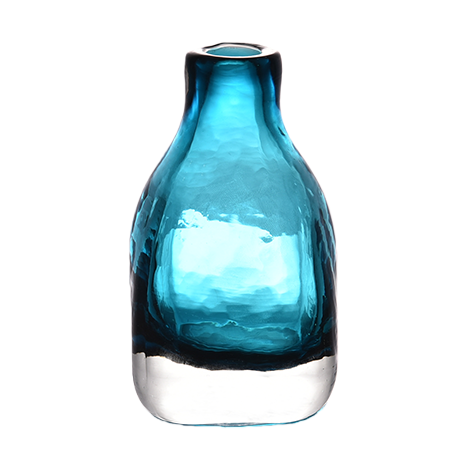 The glass blue ecological bottle is a simple, beautiful and practical home decoration vase Item Picture