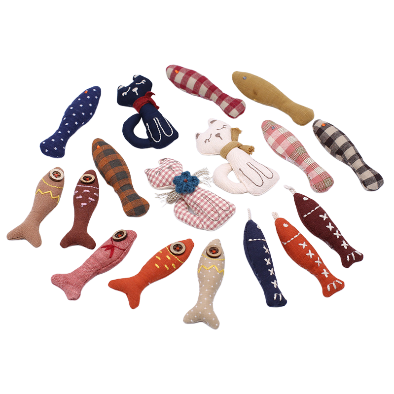 New cat and little fish fabric pendants, accessories, children's clothing, shoes, socks, hats, bags, semi-finished products, handcrafted materials and accessories