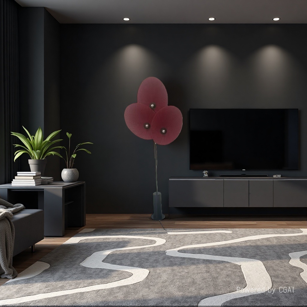Red petal-shaped sunset creative floor lamp, multi-functional standing study lamp details Picture