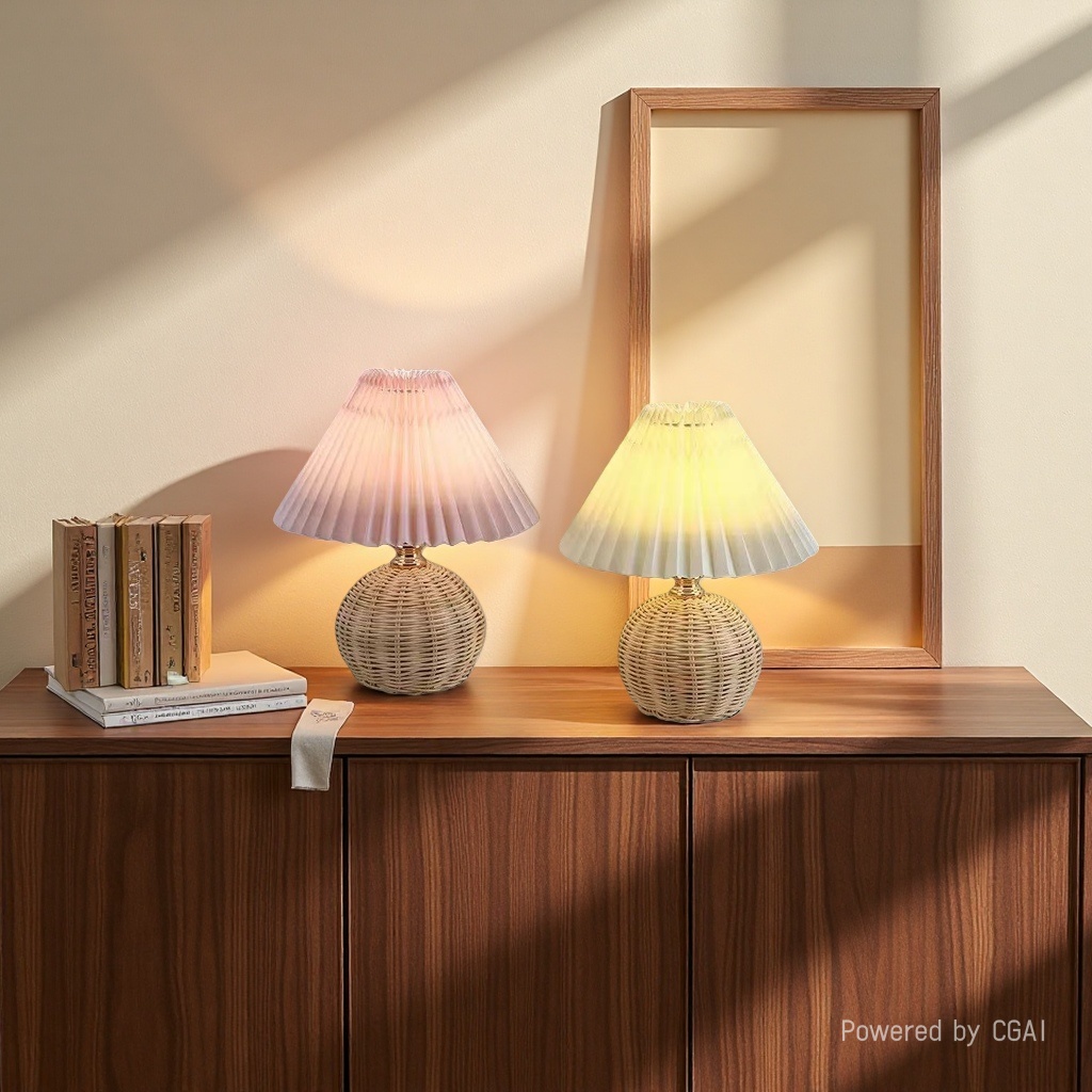 Retro smart LED desktop lamp, atmosphere sunset lamp, ordinary lighting table lamp, table lamp, table lamp details Picture