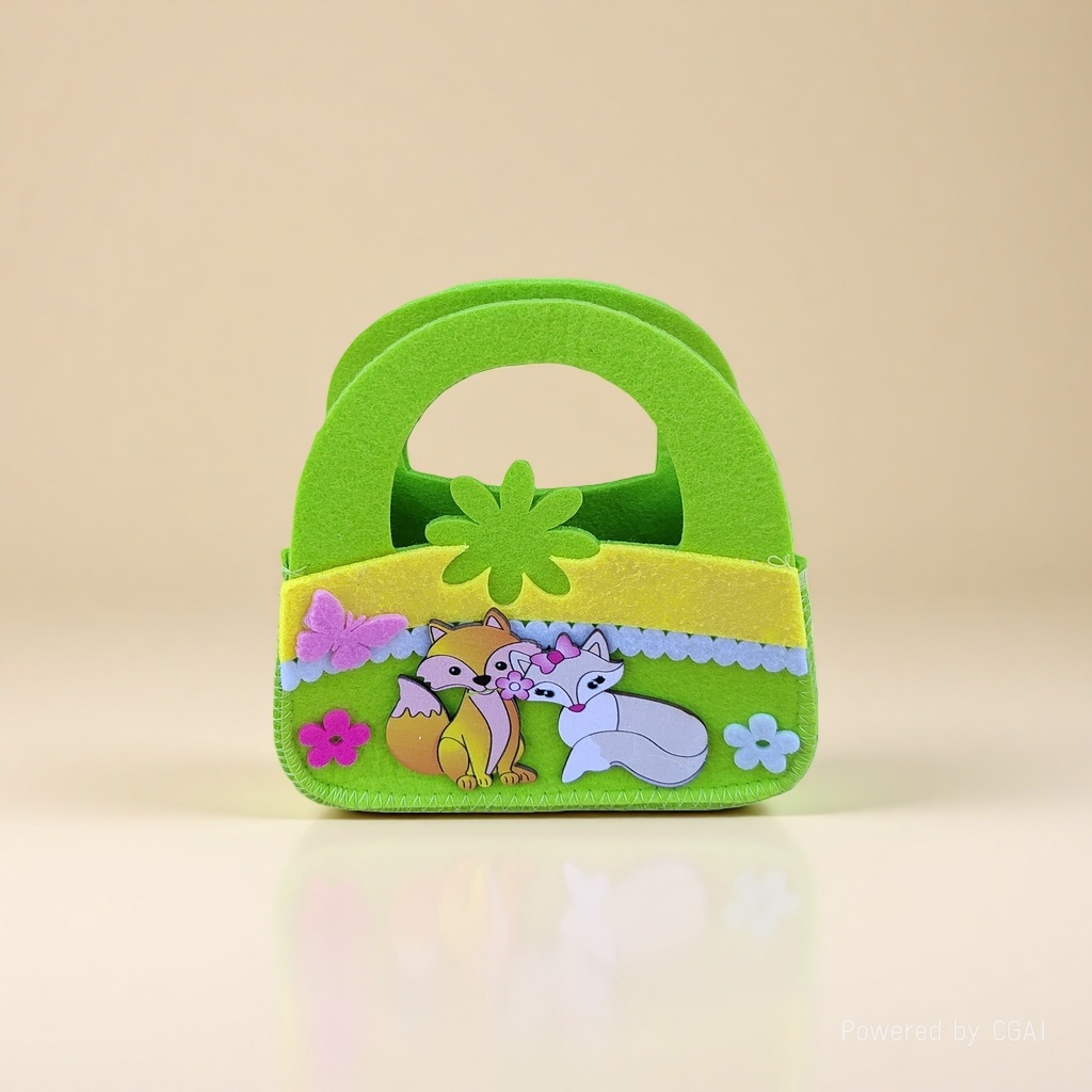 Cartoon fox green felt gift bag, simple PP handbag, frosted PVC plastic bag Application Scenario