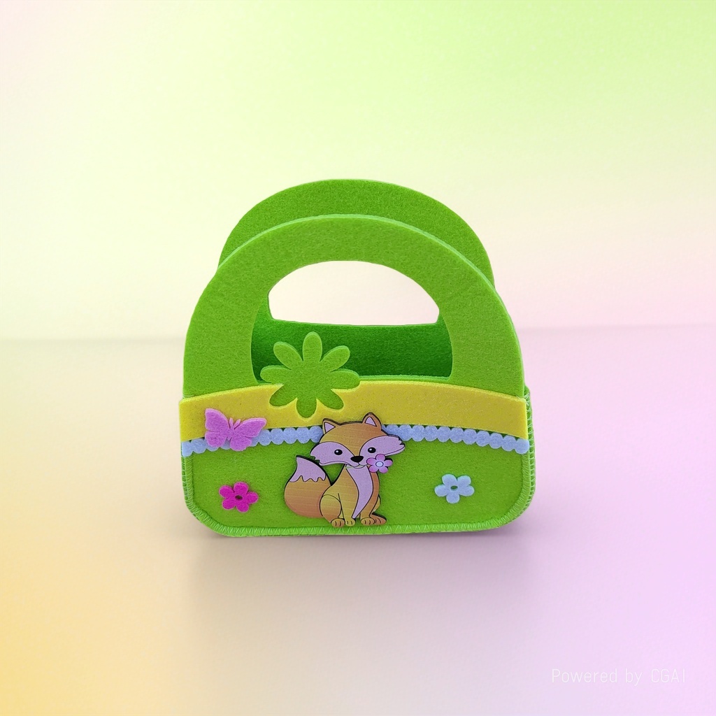 Green felt fox handbag, felt gift bag, simple PP hand-held bag, frosted PVC plastic bag Specification image