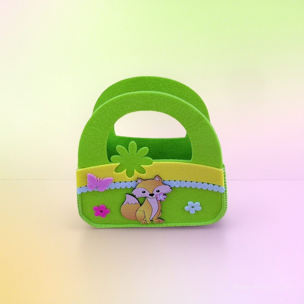 Green felt fox handbag, felt gift bag, simple PP hand-held bag, frosted PVC plastic bag Application Scenario