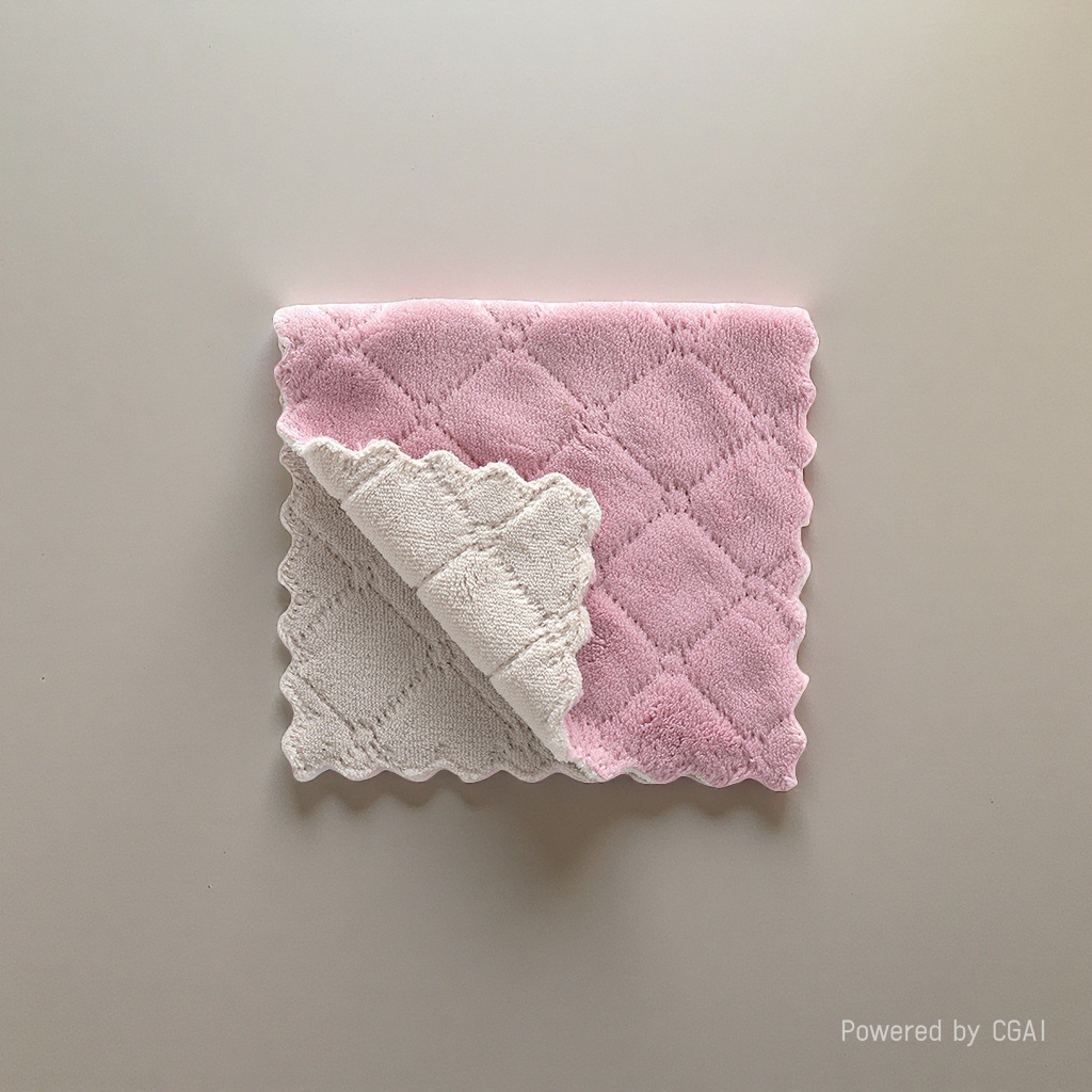 Pink diamond-patterned all-cotton towel 120g, hotel white towel soft and absorbent Specification image