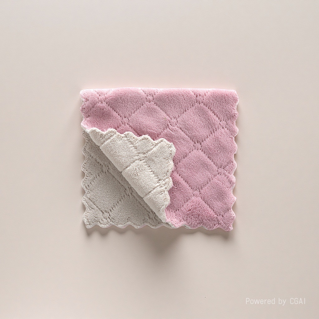 Pink diamond-patterned all-cotton towel 120g, hotel white towel soft and absorbent details Picture