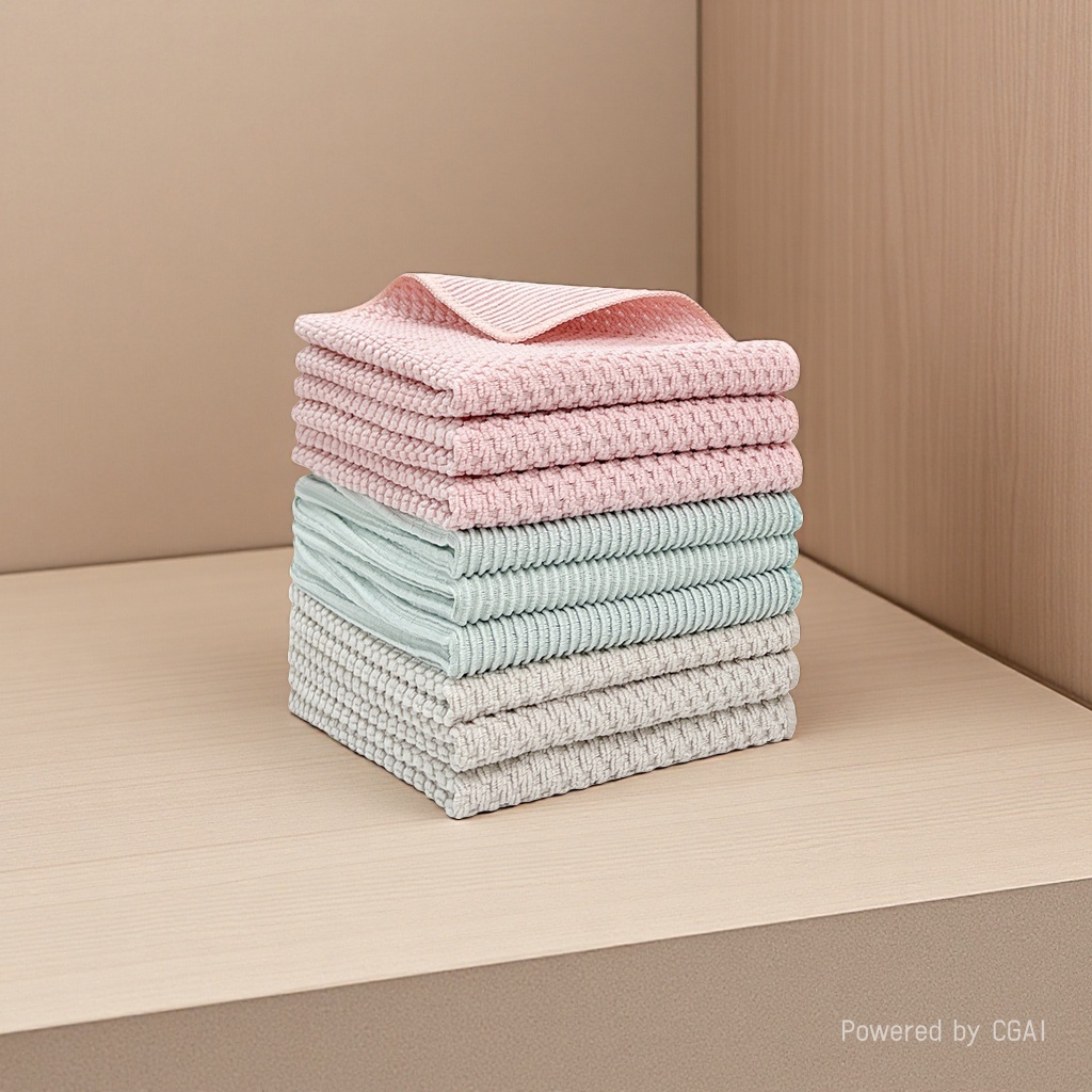 Pink, light green and beige towels stacked, all-cotton 120g hotel supplies towels, hotel white towels Specification image