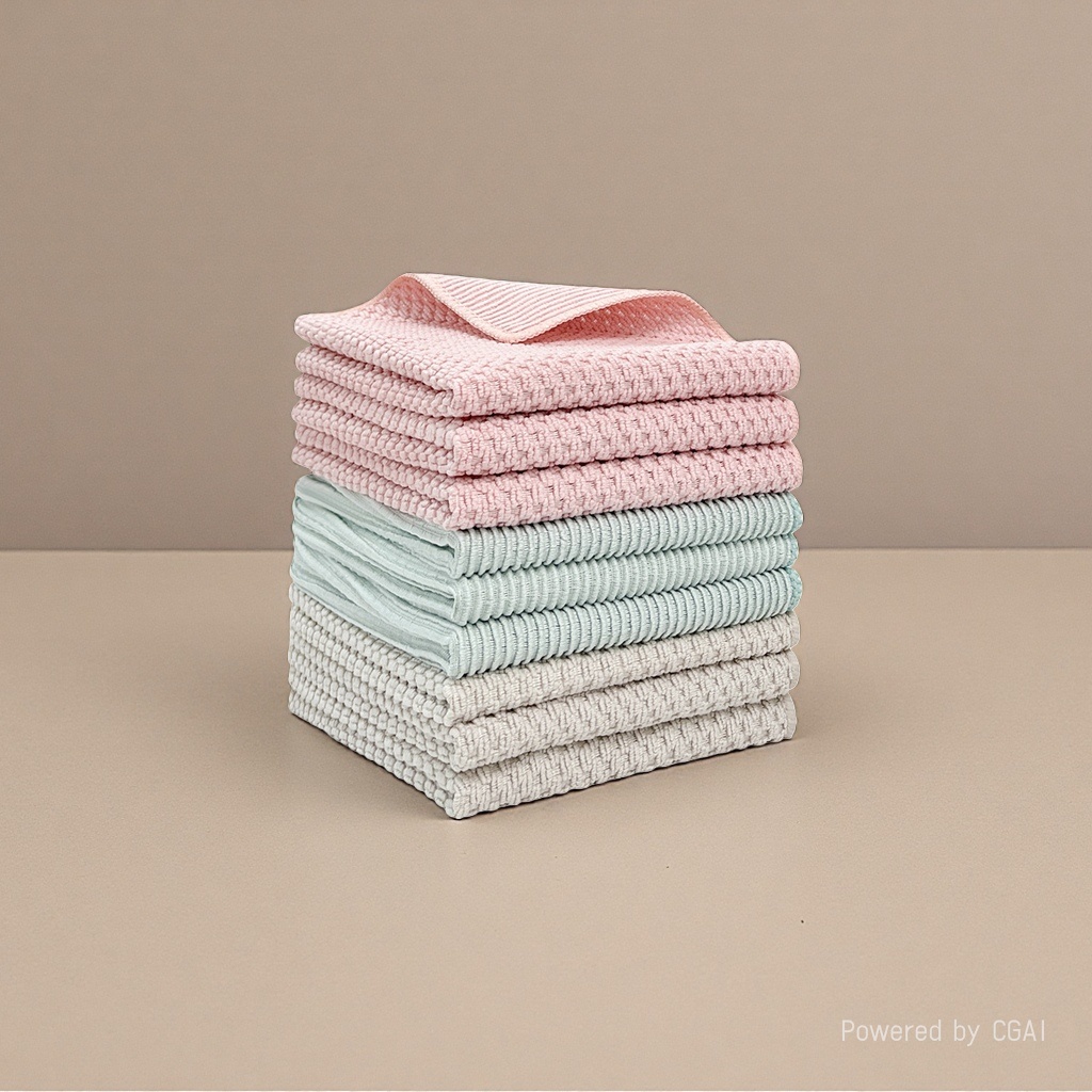 Pink, light green and beige towels stacked, all-cotton 120g hotel supplies towels, hotel white towels Application Scenario