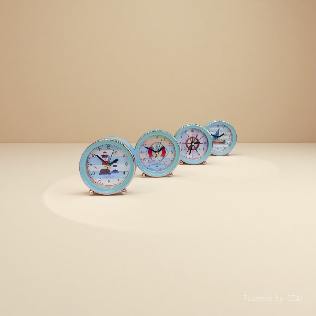 Smart decorative round bedside alarm clock, available in various sizes and styles