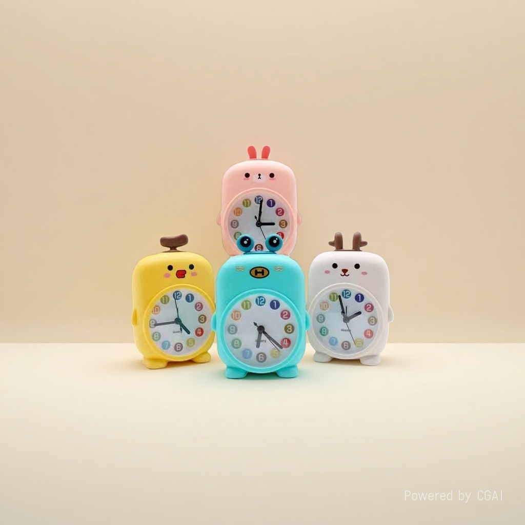 Cartoon smart bedside alarm clock, 12-hour setting alarm clock details Picture