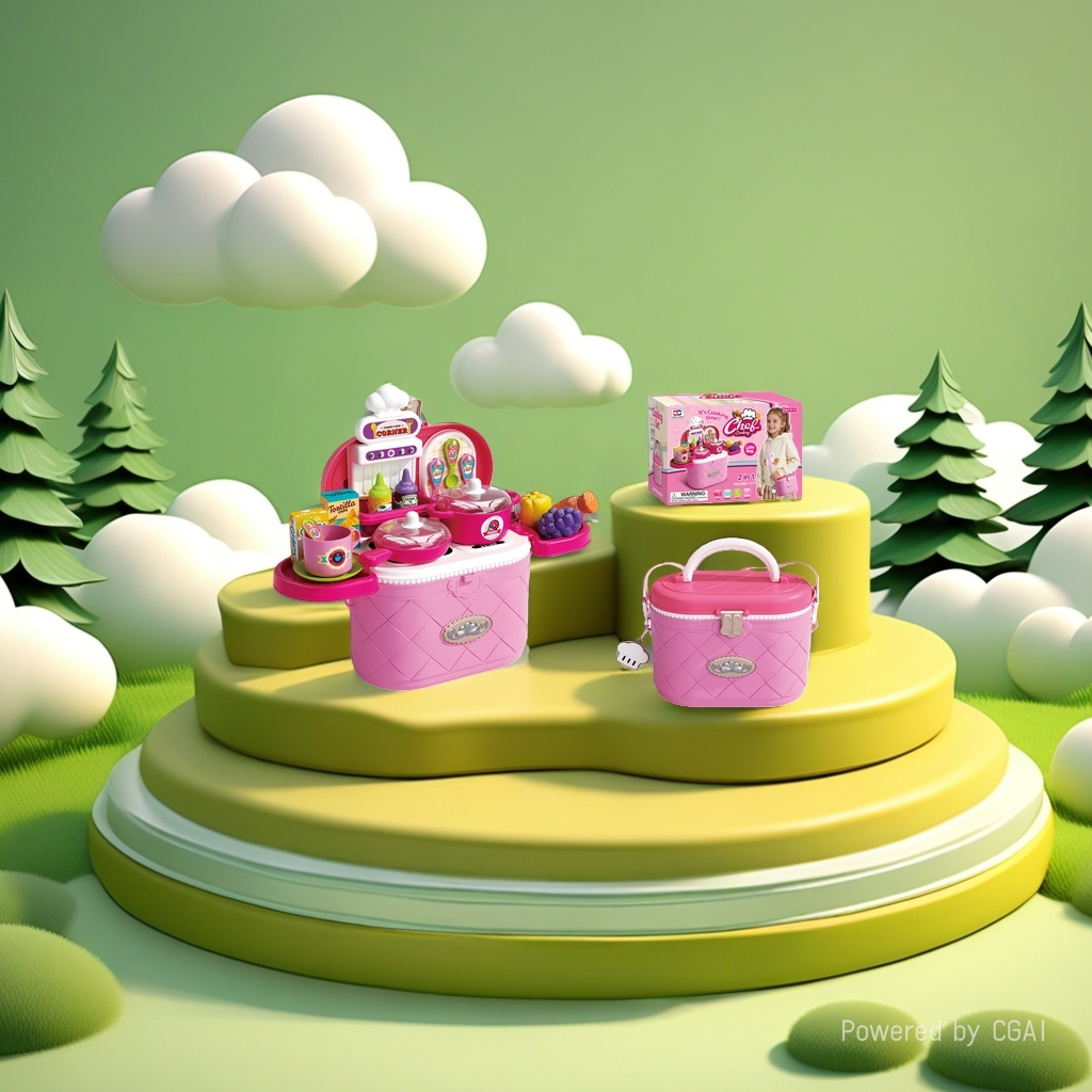 Pink portable zombie children's toy kitchen set play house small toys Specification image
