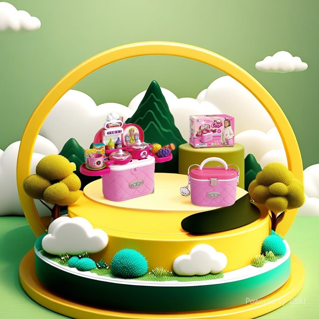Pink portable zombie children's toy kitchen set play house small toys Application Scenario