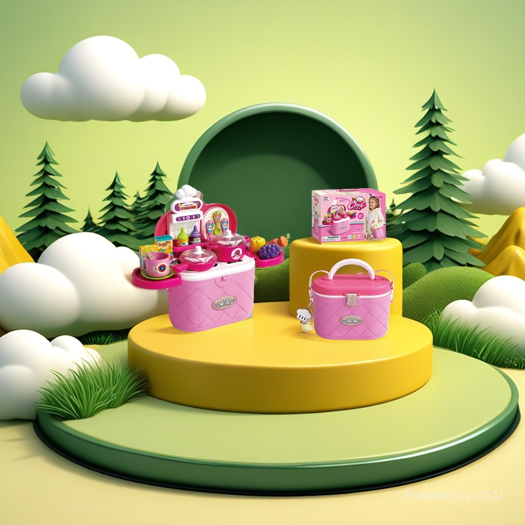 Pink portable zombie children's toy kitchen set play house small toys Item Picture