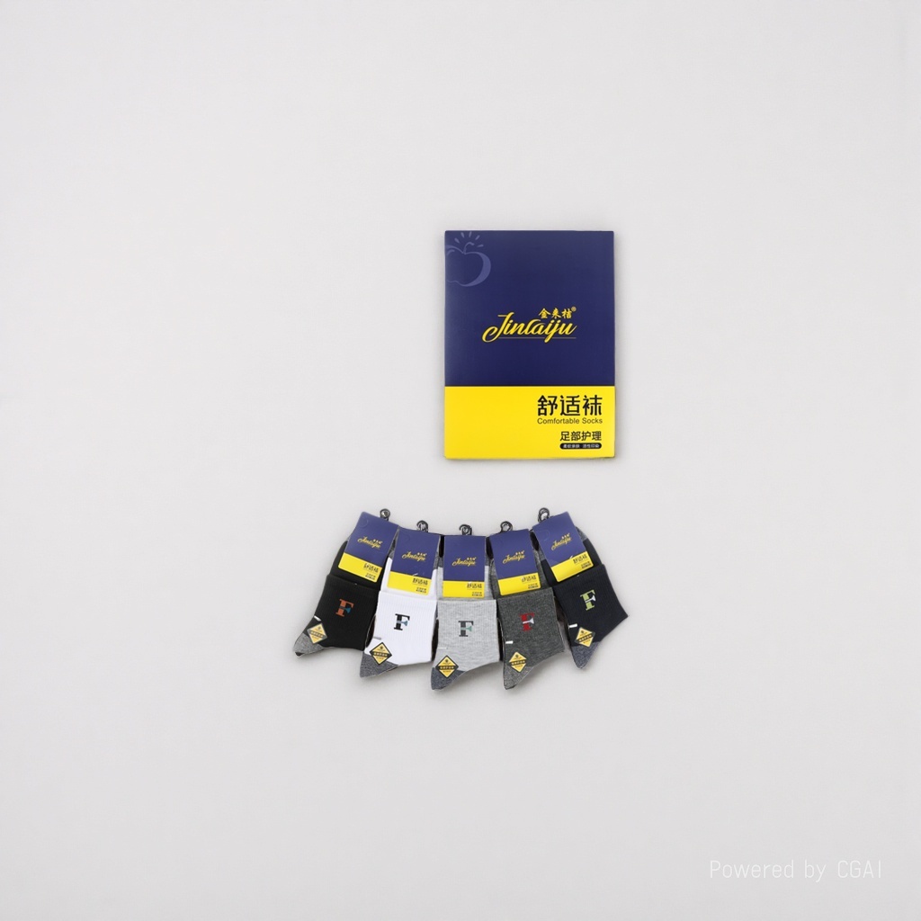 Jinlaiju comfortable socks, five pairs in a fan box packaging bag, self-sealing paper fan disposable men's underwear details Picture