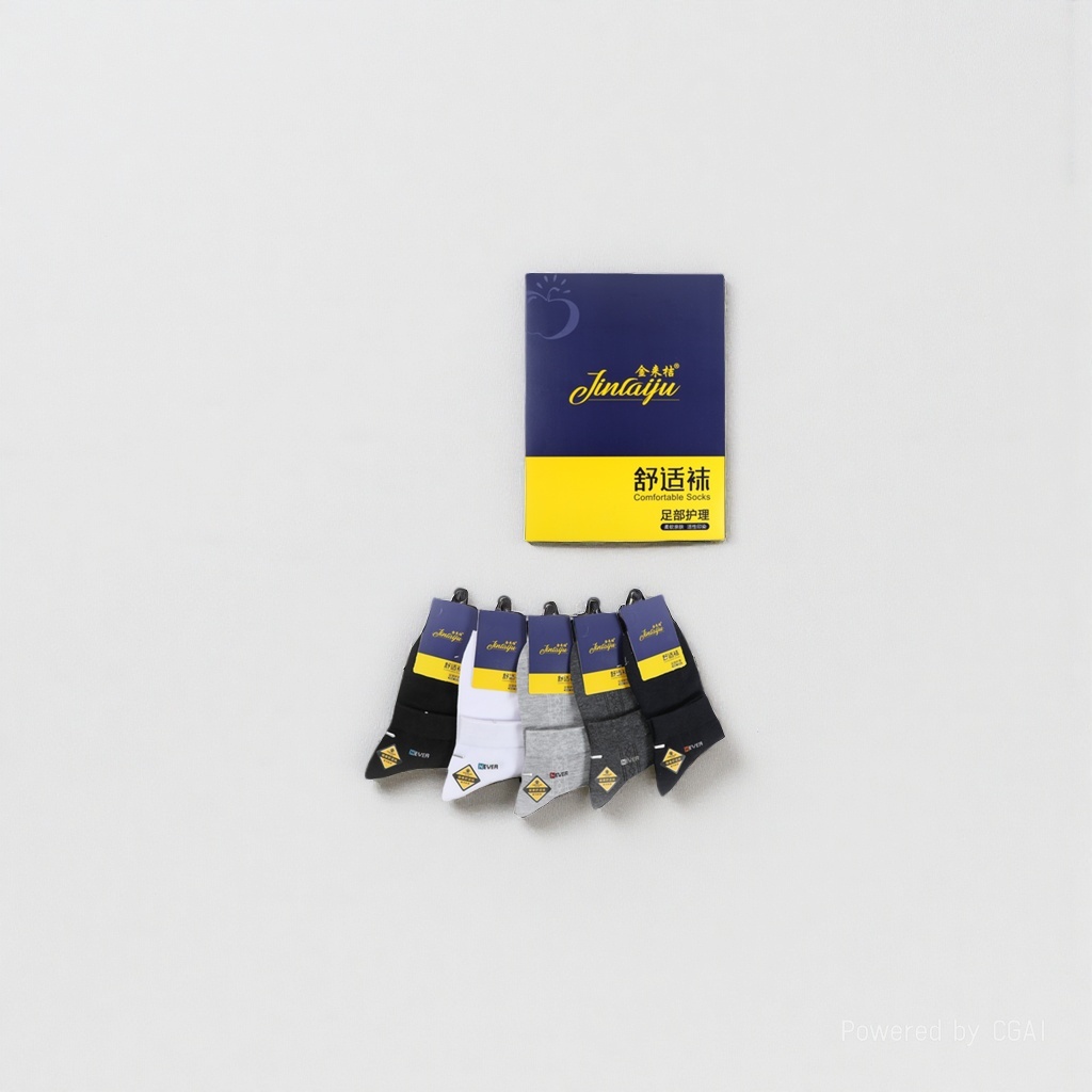 Five pairs of Jinlaiju comfortable socks in different color packaging boxes Specification image