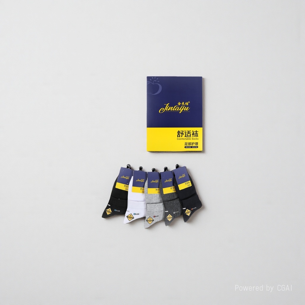 Five pairs of Jinlaiju comfortable socks in different color packaging boxes Application Scenario