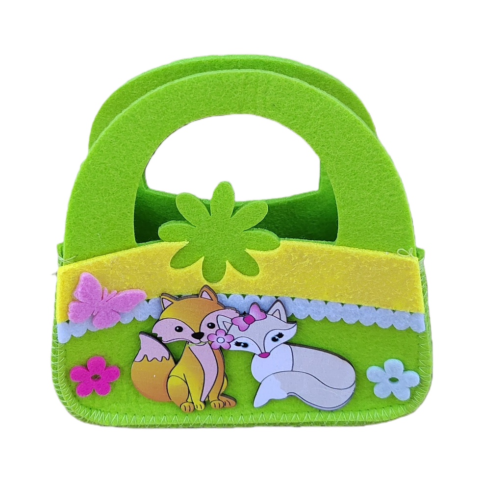 Cartoon fox green felt gift bag, simple PP handbag, frosted PVC plastic bag Item Picture