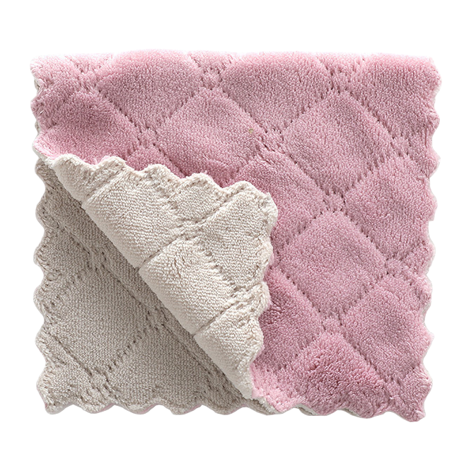 Pink diamond-patterned all-cotton towel 120g, hotel white towel soft and absorbent Item Picture