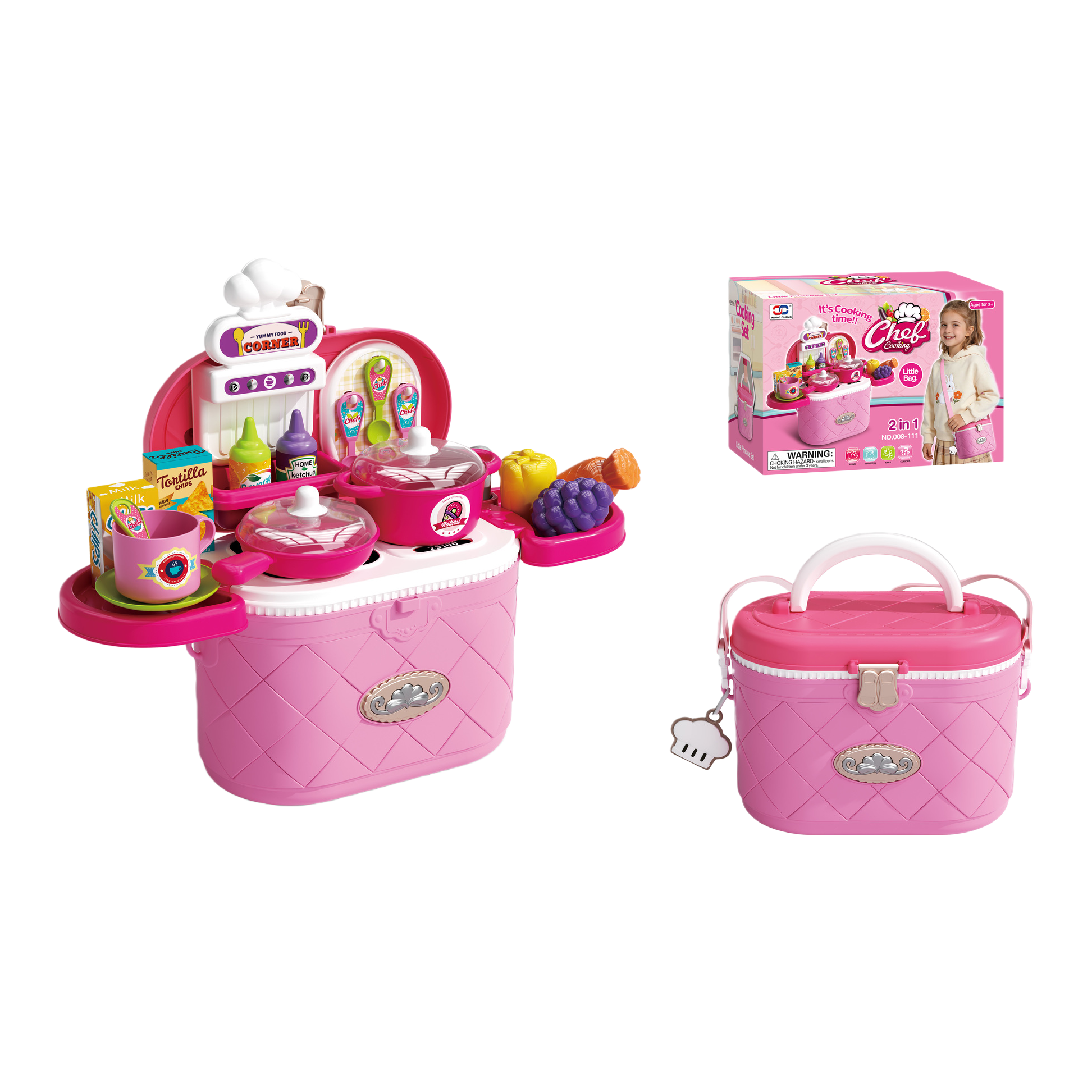 Pink portable zombie children's toy kitchen set play house small toys