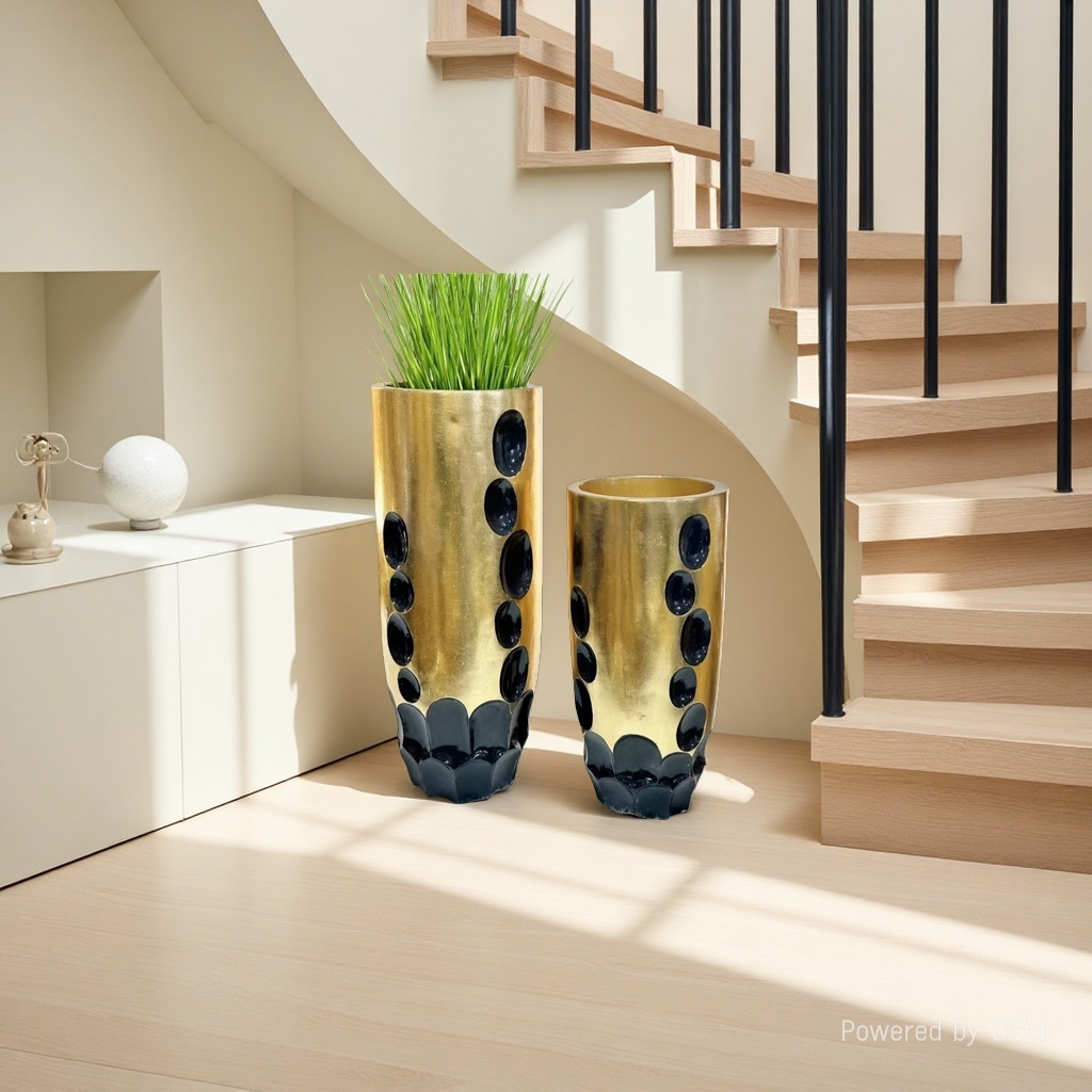 2026 nuevo oro ecológico maceta de barro de óxido de magnesio maceta para el hogar decoración decoración simple maceta moderna Specification image