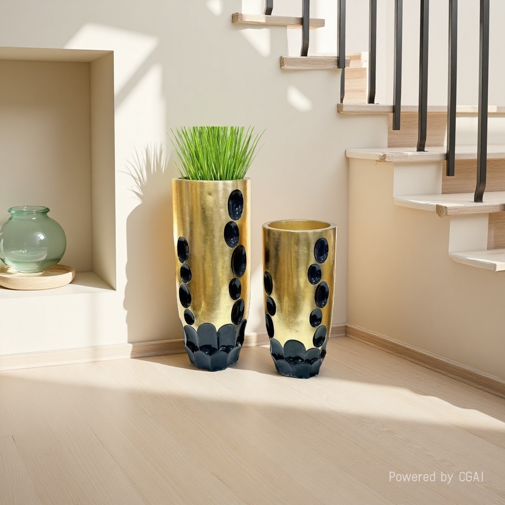 2026 nuevo oro ecológico maceta de barro de óxido de magnesio maceta para el hogar decoración decoración simple maceta moderna details Picture