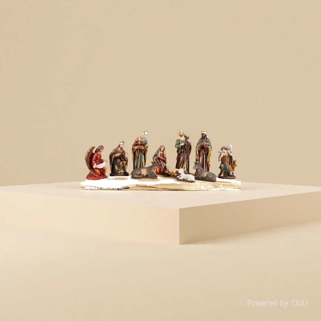 A group of resin Buddha statues depicting the Nativity scene Application Scenario