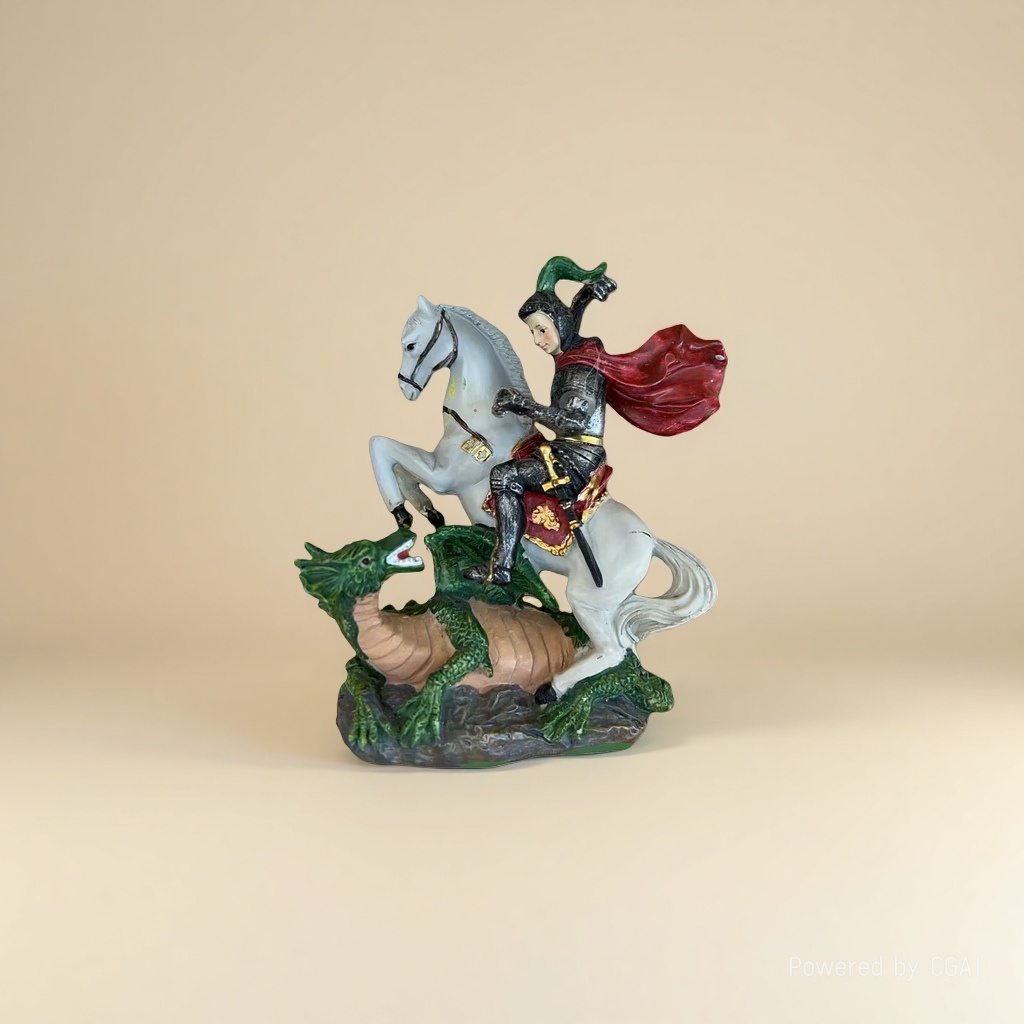 A statue of a knight riding a horse and slaying a dragon Application Scenario