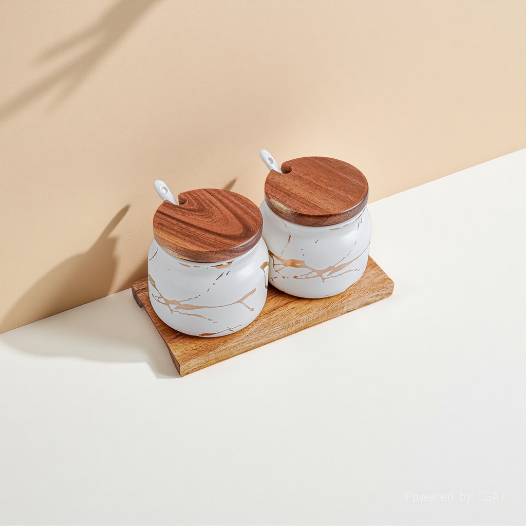 Frascos de condimento de lujo ligeros cajas de condimento de cerámica conjuntos de cocina saleros domésticos de alto nivel de apariencia frascos de condimento botellas de condimento cajas de almacenamiento pic 3