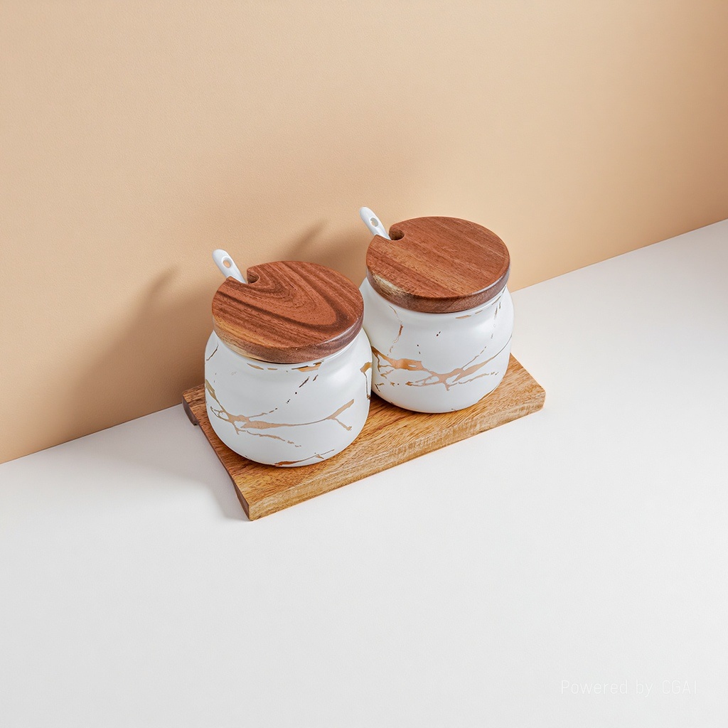 Light luxury seasoning jar, ceramic seasoning box set, kitchen household salt jar, high appearance level seasoning jar, seasoning bottle storage box