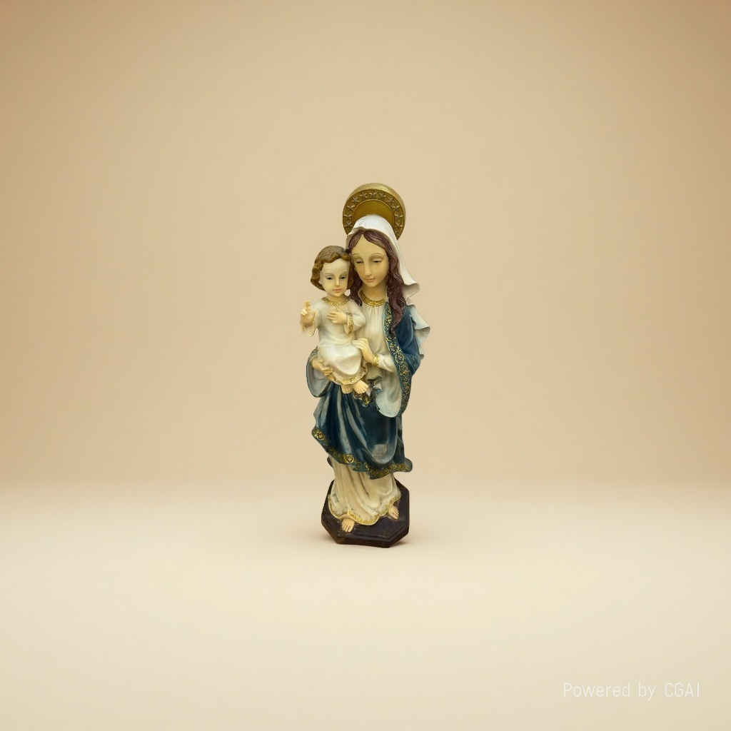Large resin statues of the Virgin Mary, religious Buddha statues, and resin Buddha statues
