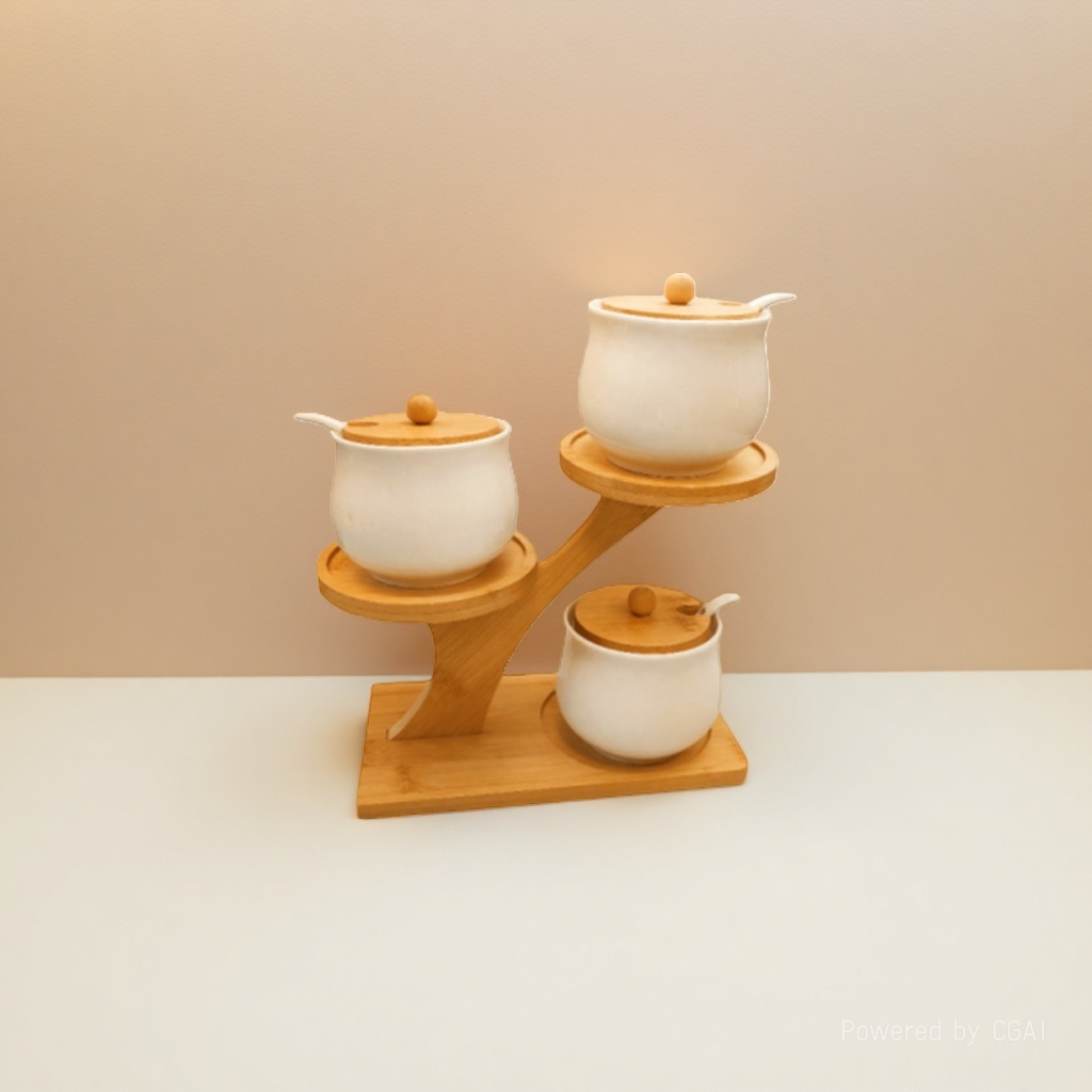 Ceramic seasoning creative seasoning box set, household kitchen chili salt jar, commercial table condiments monosodium glutamate chili oil details Picture