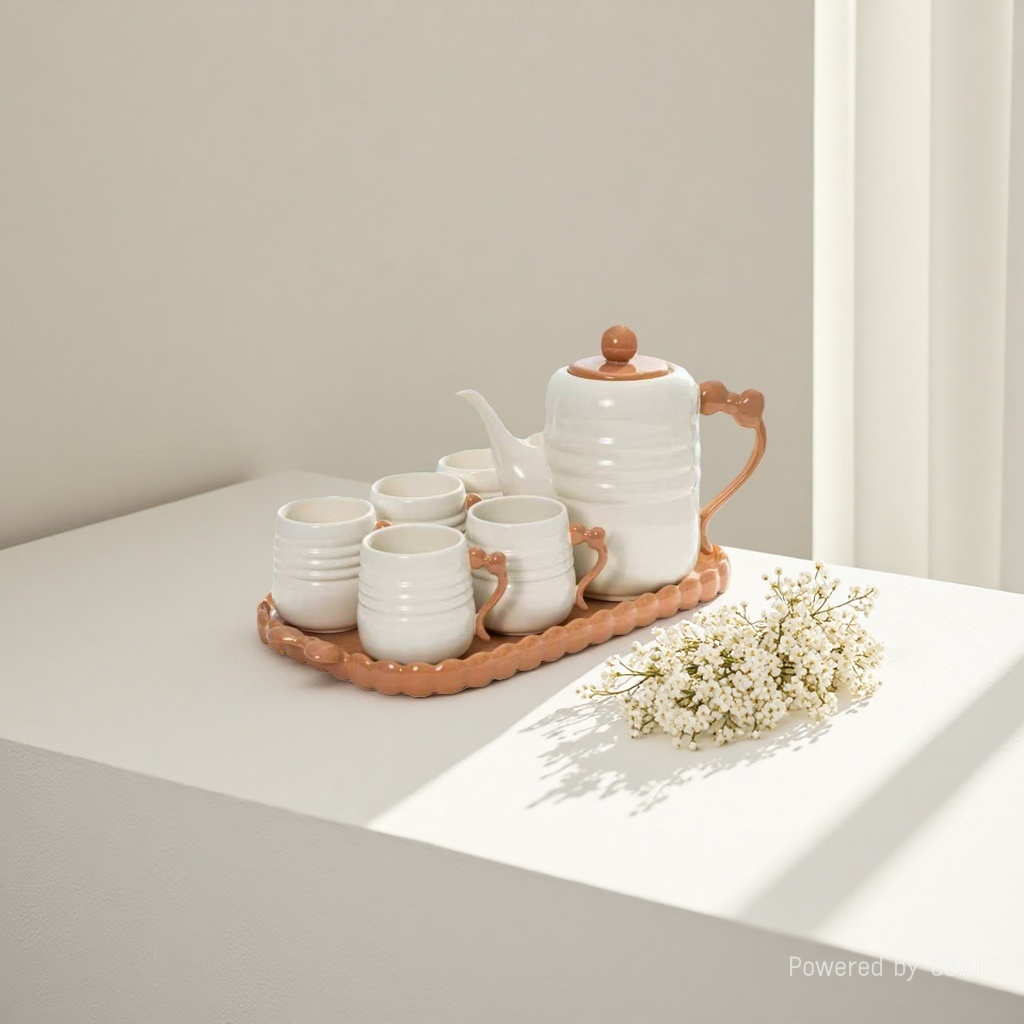Cream-style tea set, ceramic drinking cups, household water kettles, water sets, teapots, housewarming cups, wedding gifts details Picture
