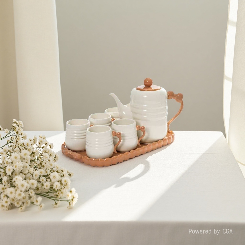 Cream-style tea set, ceramic drinking cups, household water kettles, water sets, teapots, housewarming cups, wedding gifts Specification image