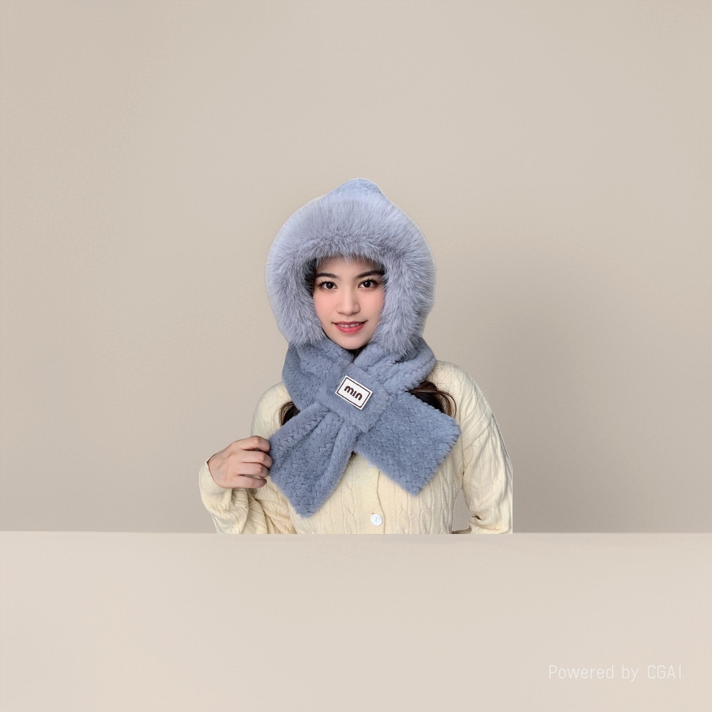 Simple two-piece hat set, hat and scarf in one, women's winter in the north, thick and versatile, cold-proof ear-protecting cap Application Scenario