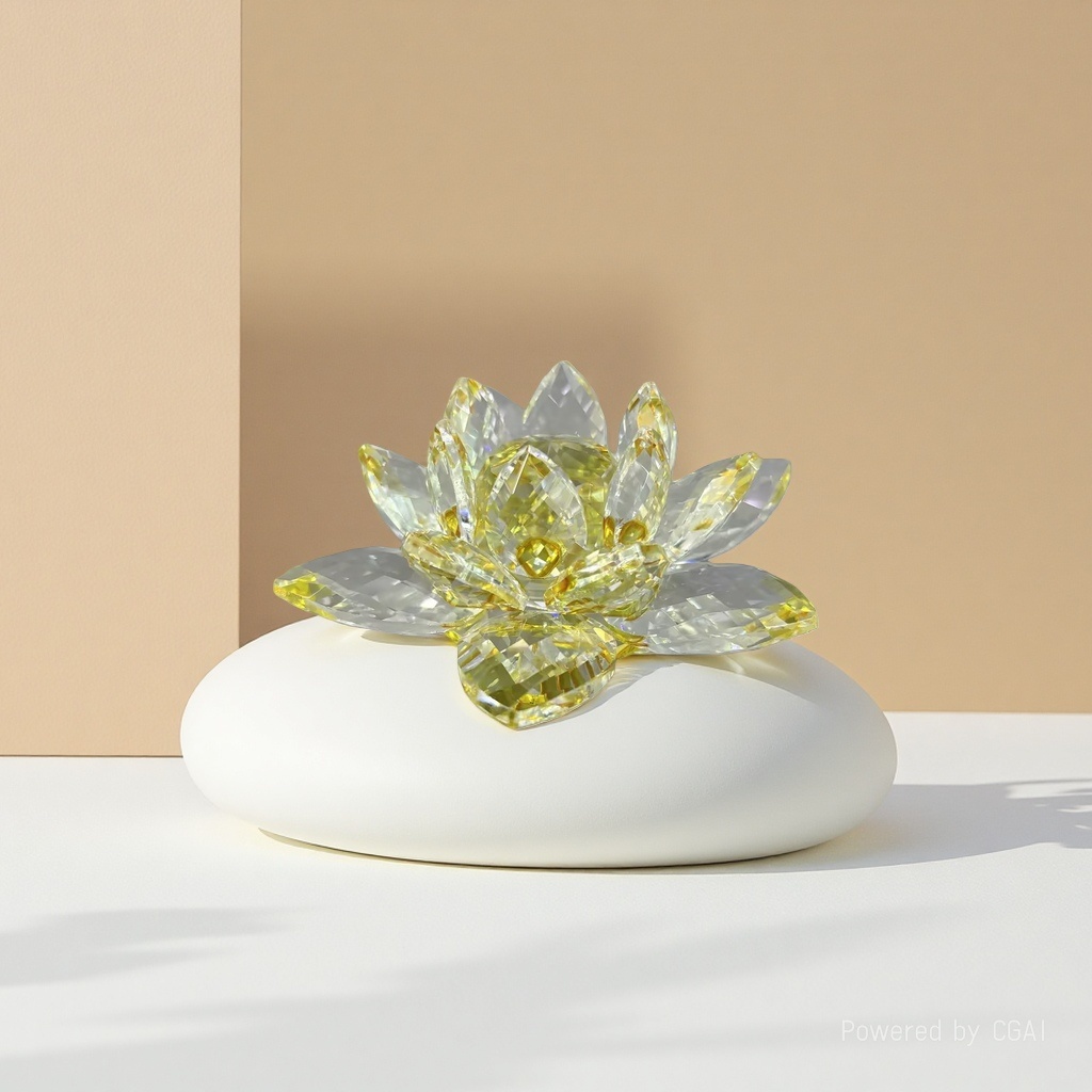 水晶玻璃莲花摆件手机眼镜珠宝柜台创意装饰品家居中式用品全新