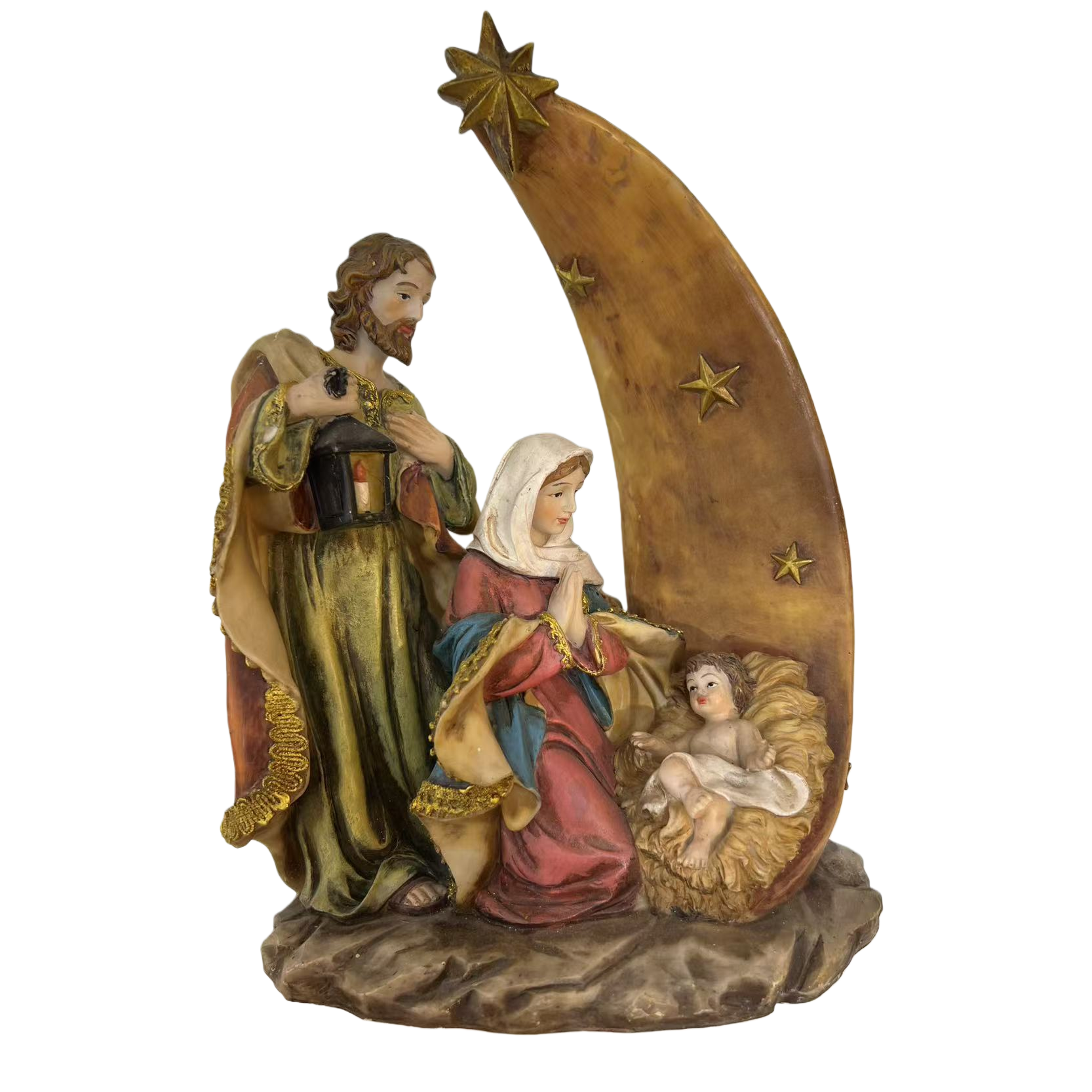 Resin statues of Saint Mary, Saint Joseph, Infant Jesus, Christmas scene, Buddha statues Item Picture