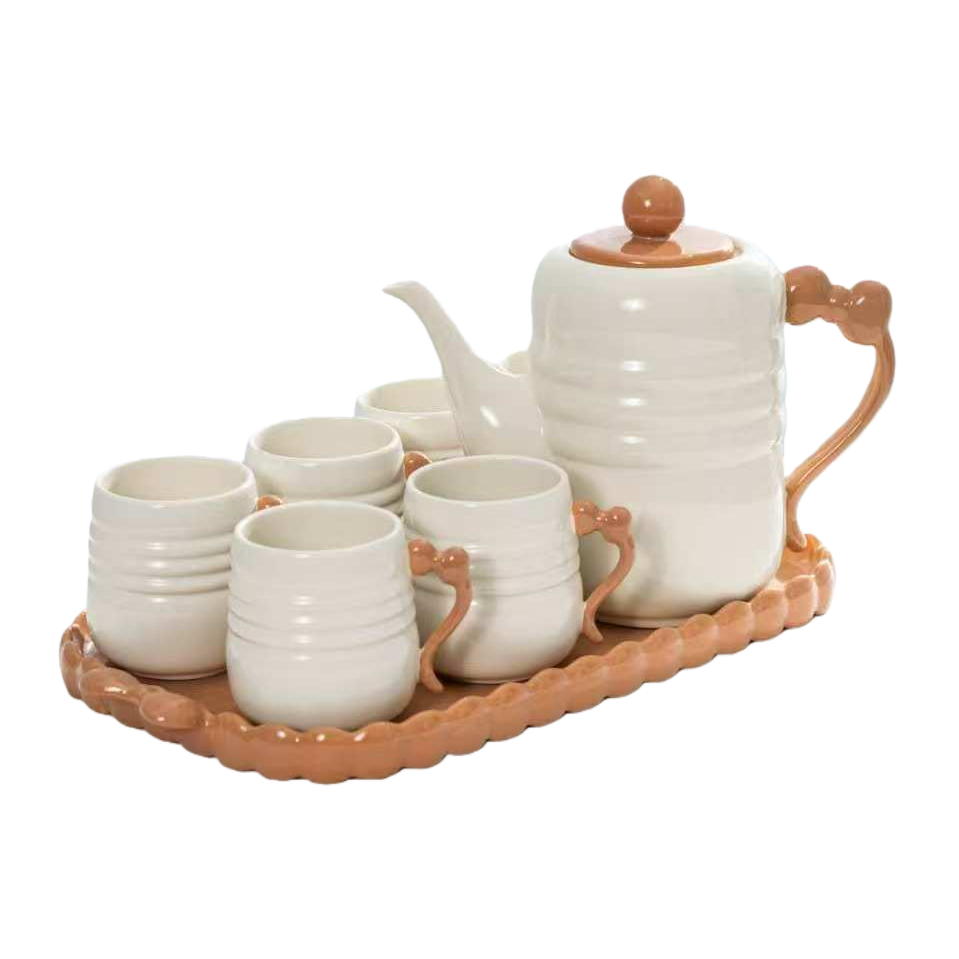 Cream-style tea set, ceramic drinking cups, household water kettles, water sets, teapots, housewarming cups, wedding gifts Item Picture