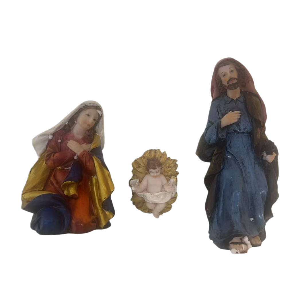 Virgin Mary, Infant Jesus, Saint Joseph Buddha statue, religious idol, resin Buddha statue Item Picture