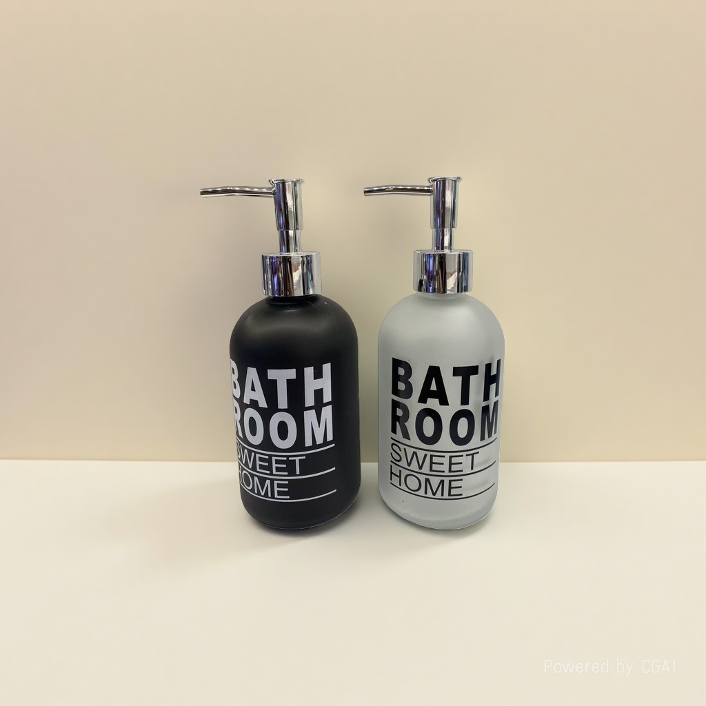 黑色磨砂透明洗手液瓶BATH ROOM SWEET HOME按压式两件套