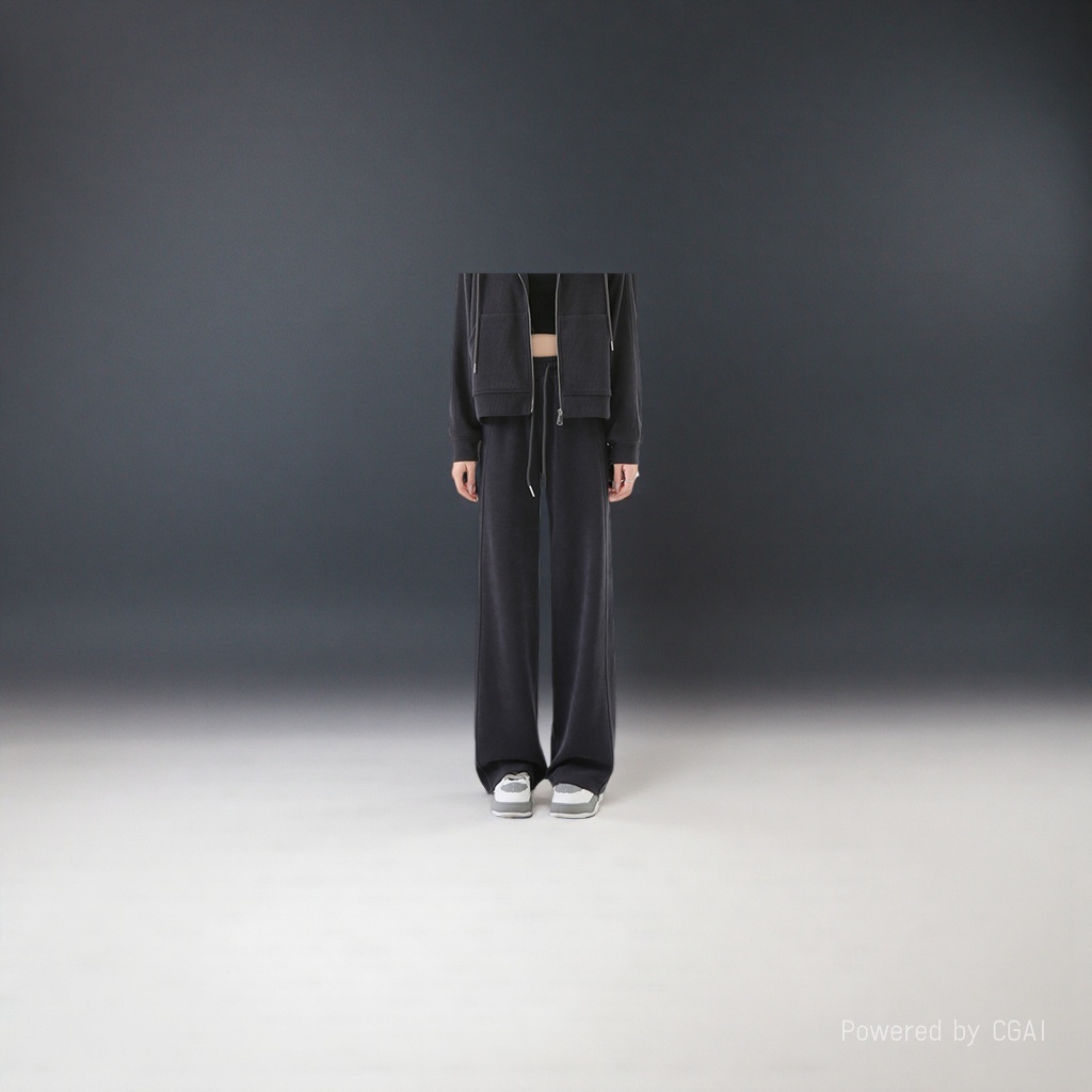 Huamian black loose sportswear sweatpants 180g anti-slip, breathable and slimming version details Picture