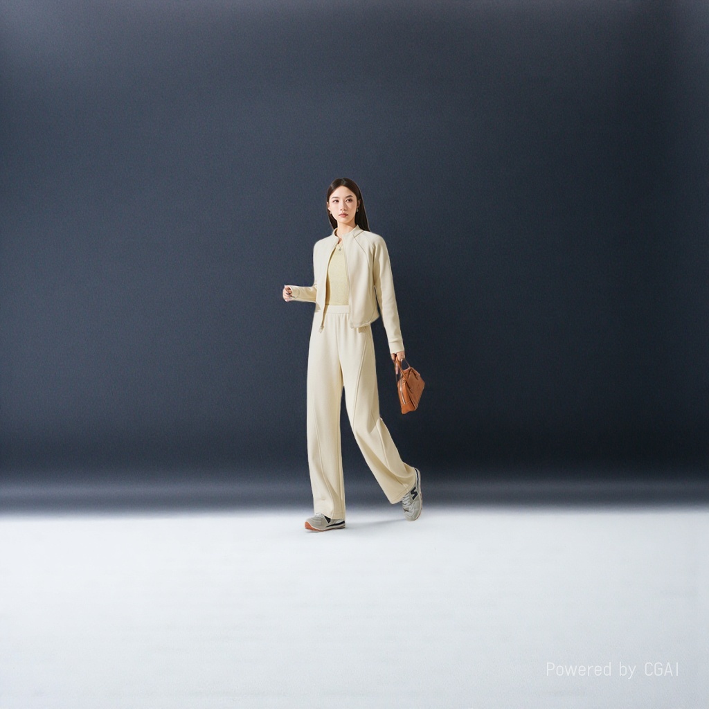 Huamian beige wool silk stand-up collar autumn and winter sports suit, model sportswear, motorcycle two-piece raincoat sportswear Application Scenario